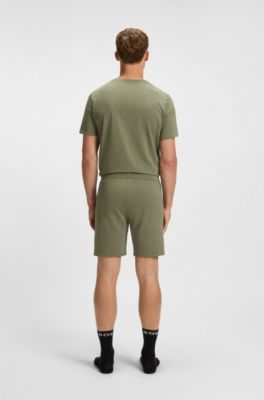 Stretch-cotton pyjama shorts with signature-stripe tape, Green