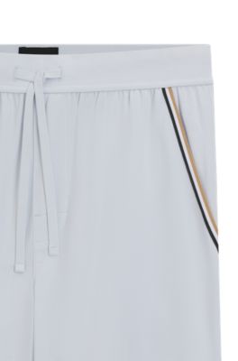 Stretch-cotton pyjama shorts with signature-stripe tape, Light Purple