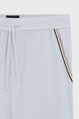 Stretch-cotton pyjama shorts with signature-stripe tape, Light Purple