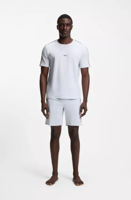 Stretch-cotton pyjama shorts with signature-stripe tape