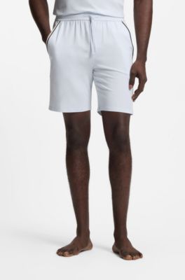 Stretch-cotton pyjama shorts with signature-stripe tape, Light Purple