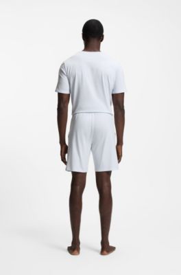 Stretch-cotton pyjama shorts with signature-stripe tape, Light Purple