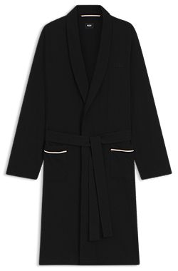 Cotton-jersey dressing gown with embroidered logo