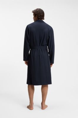 Morgenk&aring;be i bomuldsjersey med broderet logo, M&oslash;rkebl&aring;