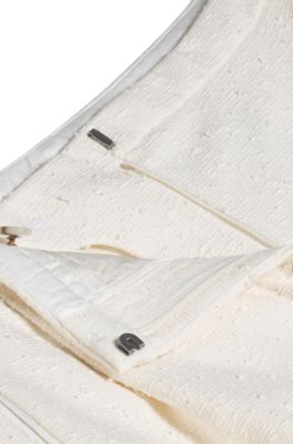 Relaxed-fit shorts in Italian cotton-blend boucl&eacute;, White