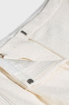 Relaxed-fit shorts in Italian cotton-blend boucl&eacute;, White