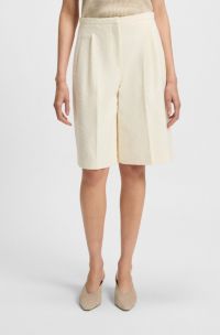 Relaxed-fit shorts in Italian cotton-blend bouclé, White