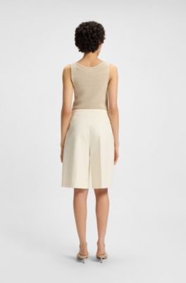 Relaxed-fit shorts in Italian cotton-blend boucl&eacute;, White