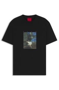 HUGO x apoh cotton-jersey T-shirt with ballerina artwork, Black