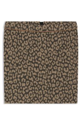 Jupe courte en coton m&eacute;lang&eacute; avec motif l&eacute;opard en jacquard, Fantaisie