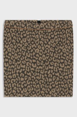 Mini skirt in cotton-blend leopard jacquard, Patterned