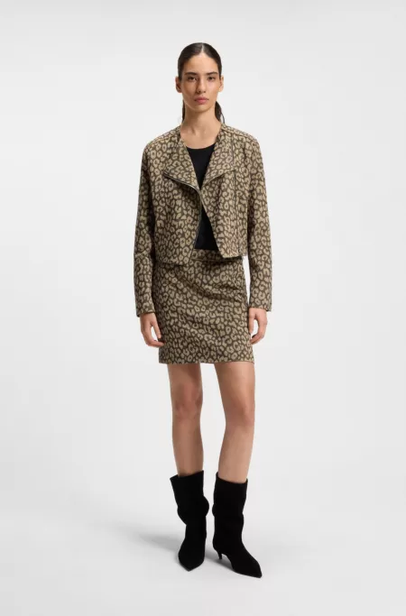 Mini skirt in cotton-blend leopard jacquard
