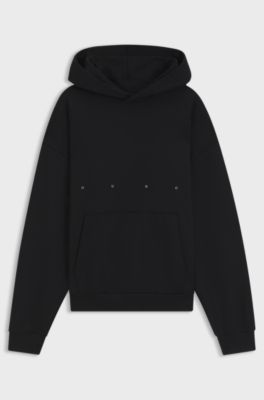 Felpa con cappuccio oversize in cotone terry con stampa ballerina, Nero