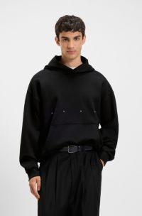 HUGO x apoh oversized-fit hoodie in cotton terry with ballerina artwork, Black