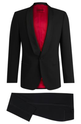 Slim-fit evening suit in washable stretch fabric, Black