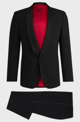 Slim-fit evening suit in washable stretch fabric, Black