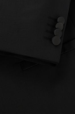 Slim-fit evening suit in washable stretch fabric, Black