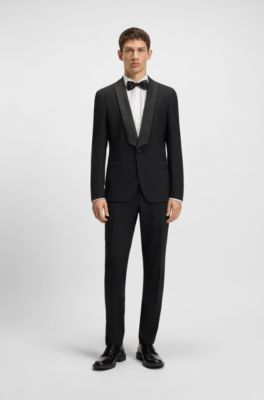 Slim-fit evening suit in washable stretch fabric, Black