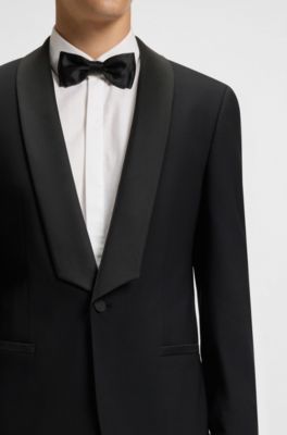 Slim-fit evening suit in washable stretch fabric, Black