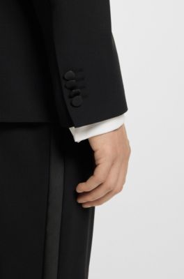 Slim-fit evening suit in washable stretch fabric, Black