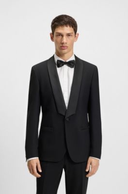 Slim-fit evening suit in washable stretch fabric, Black