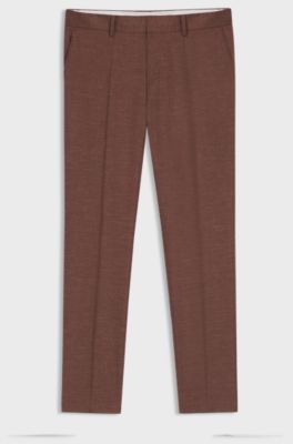 Slim-fit trousers in patterned stretch fabric, Brown