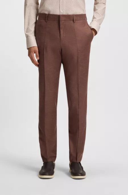 Slim-fit trousers in patterned stretch fabric