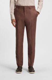 Slim-fit trousers in patterned stretch fabric, Brown