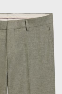 Pantaloni slim fit in tessuto elasticizzato a motivi, Verde