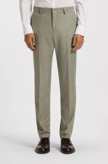 Slim-fit trousers in patterned stretch fabric