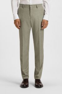 Slim-fit trousers in patterned stretch fabric, Green
