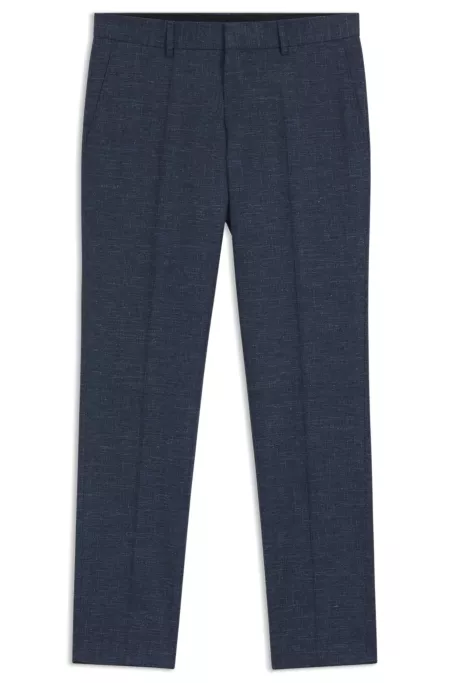 Slim-fit trousers in patterned stretch fabric