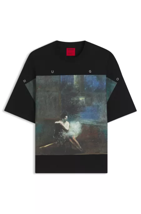 T-shirt oversize in cotone con stampa ballerina