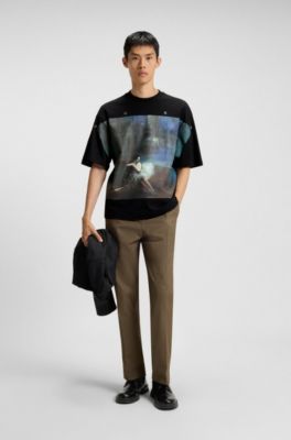 T-shirt oversize in cotone con stampa ballerina, Black