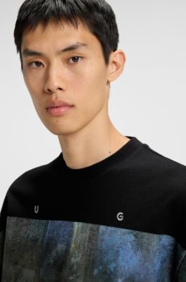 T-shirt oversize in cotone con stampa ballerina, Black