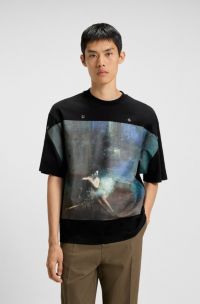 HUGO x apoh T-shirt oversize in cotone con stampa ballerina, Black
