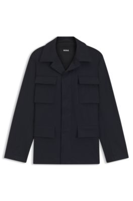 Water-repellent jacket in stretch wool, Dark Blue