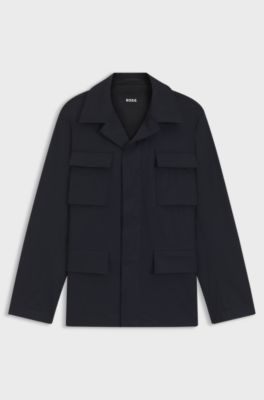 Water-repellent jacket in stretch wool, Dark Blue