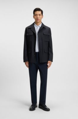 Water-repellent jacket in stretch wool, Dark Blue