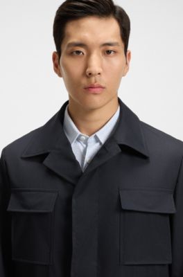 Water-repellent jacket in stretch wool, Dark Blue