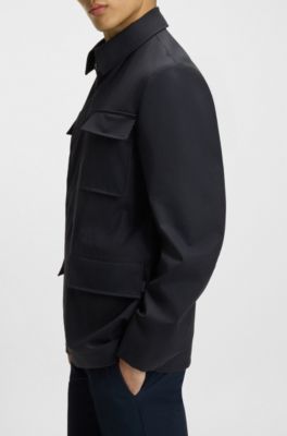 Wasserabweisende Jacke aus Stretch-Wolle, Dunkelblau