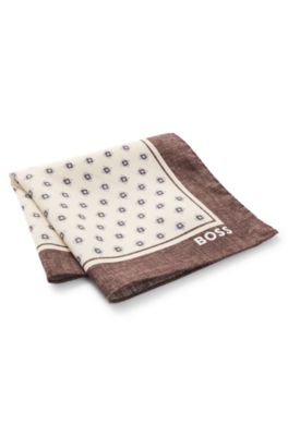 Pochet met print en logo, Wit met dessin