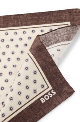 Pochet met print en logo, Wit met dessin