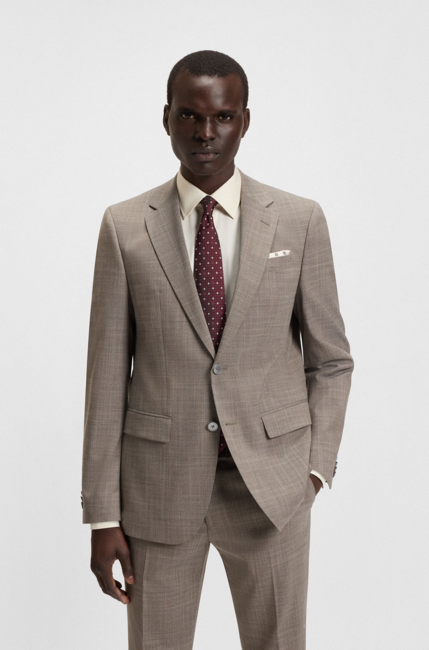 BOSS - ポケットチーフ プリント＆ロゴ - ホワイト パターン