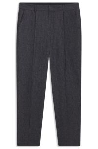 Machine-washable tapered-fit trousers in a cotton blend, Dark Blue