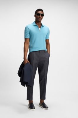 Trans-seasonal Tapered-fit trousers in a cotton blend, Dark Blue