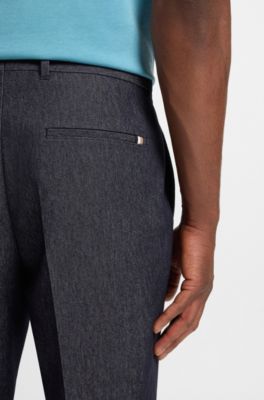Trans-seasonal Tapered-fit trousers in a cotton blend, Dark Blue