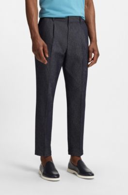 Trans-seasonal Tapered-fit trousers in a cotton blend, Dark Blue