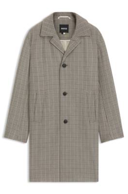 Classic-fit coat with check pattern 1