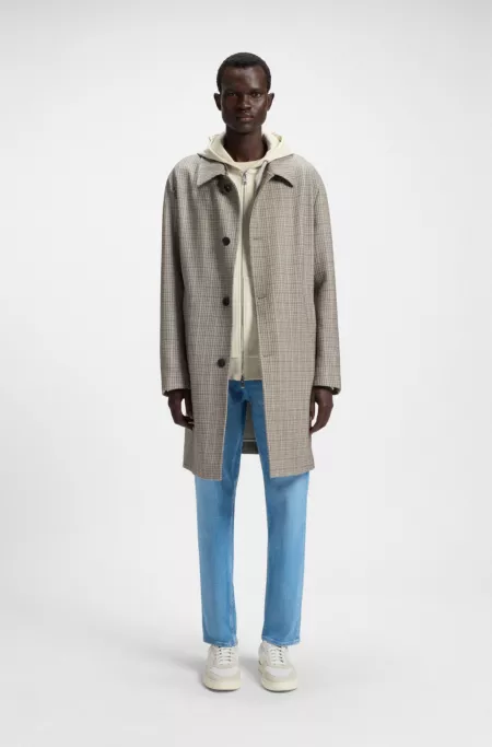 Classic-fit coat with check pattern